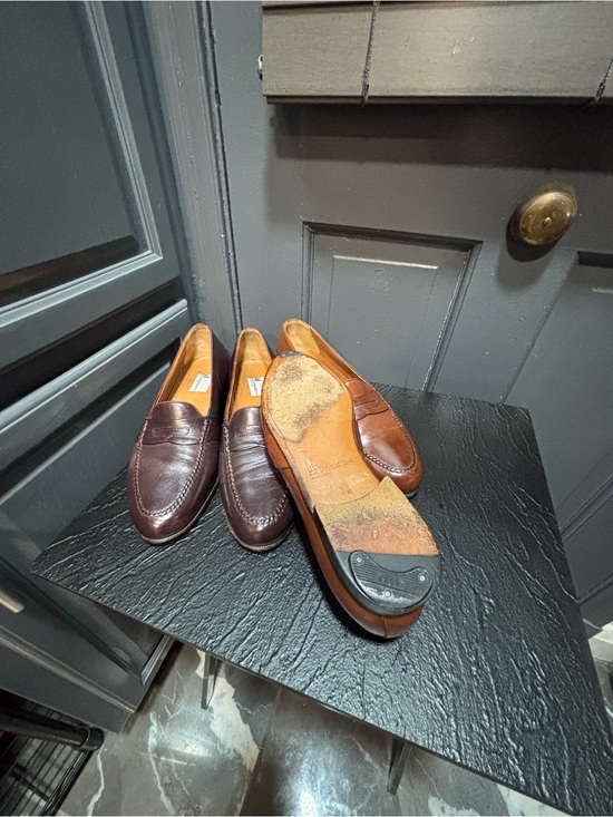 Vintage Moreschi Leather Penny Loafers in Chestnut and Mahogany Two Pairs… main image 6